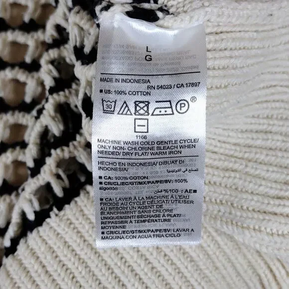 Old Navy Black White Striped Knit Cotton Pullover Patterned Crewneck Sweater - Picture 5 of 11